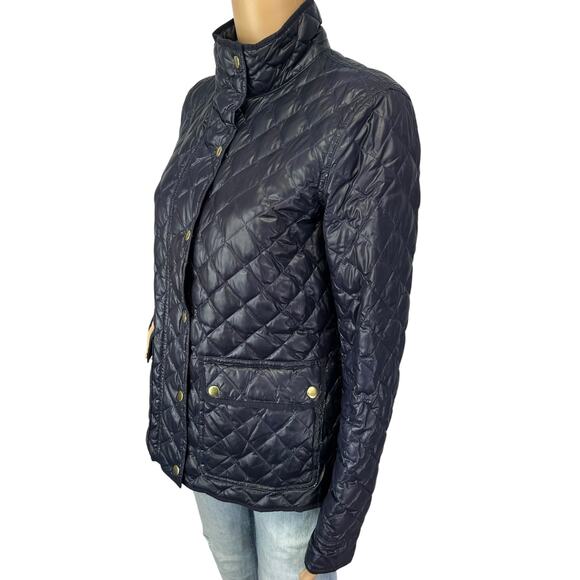 J. Crew Shiny Downtown Quilted Field Puffer Jacket Navy Blue C8548 Size S - Picture 6 of 16